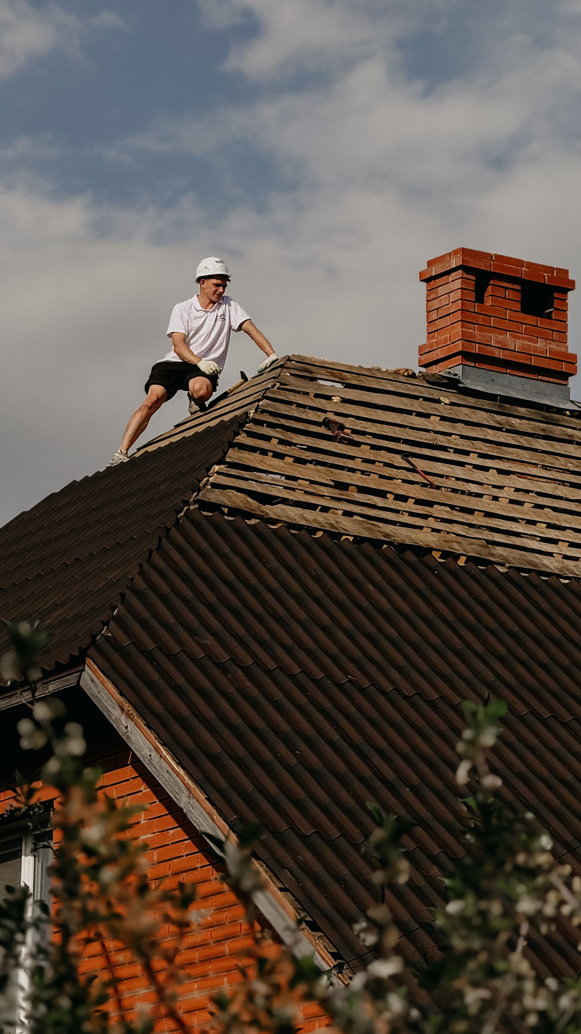 Professional roofing work on a residential property